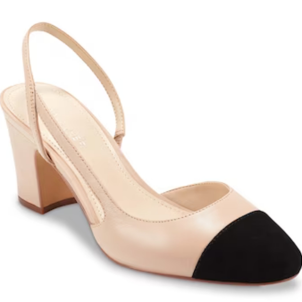 Cap toe slingback heels